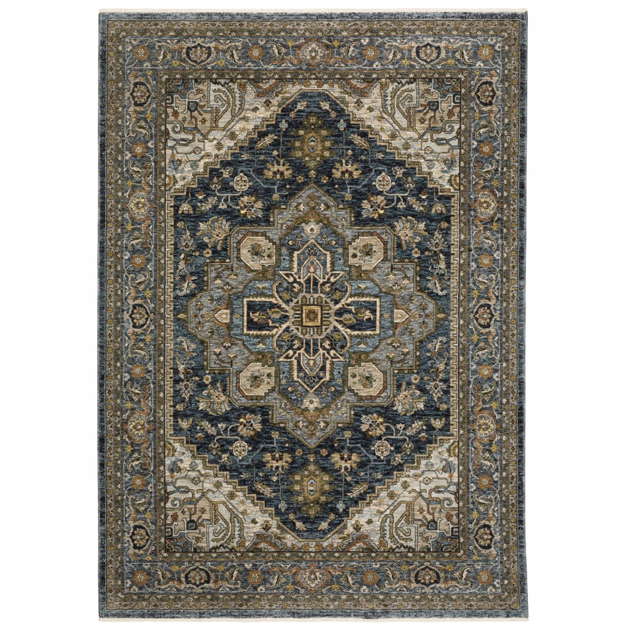Edge Collections - 2' X 3' - Multicolor - Oriental Stain Resistant Area Rug with Tassels - 1 Piece